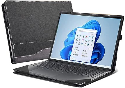 Laptop Cover for HP Envy x360 Laptop 15t /15z-XXX/15-fh|15-ed/15z-ey15-er/15-ep/15t-es100|2-in-1 Laptop.All Inclusive Drop Case 15.6 PU Leather Inside Pocket Cover Shell (15.6inch, Gray-Black)