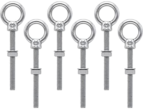 Golfari Bullone a occhiello in acciaio inox 316,Bulloni di Vite, M6x60mm Dado a occhiello con dado ad anello, rondella e dado, 6 pezzi