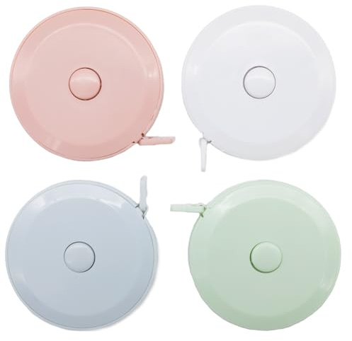 LLYJOYE 4Pcs Small Tape Measures for Body Measuring, Sewing/Tailors Tape | Double-Sided, 150cm / 60 inches, Retractable, Soft Fabric Tape Ruler