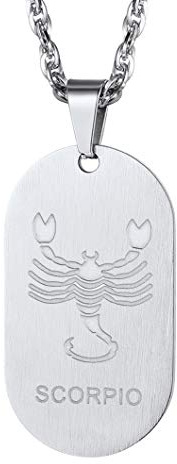 Richsteel Scorpio Constellation Necklace Silver Mens Dog Tag Stainless Steel Star Sign Pendant Necklaces For Women Jewellery