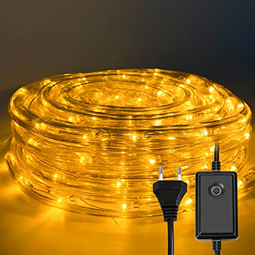 Ikodm 10m LED Lichtschlauch, 240 LEDs Lichterschlauch 8 Modi,Lichtschlauch Außen Lichterkette LED Schlauch mit Timerfür Innen Außen Garten Party Weihnachten Deko - Warmweiß
