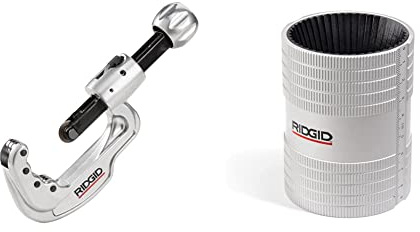 RIDGID 31803 Modell 65S Edelstahl- Rohrabschneider, Rohrabschneider von 6 mm bis 65 mm & 29993 Modell 227S Innen-/Außenentgrater, 12 mm bis 50 mm Entgrater, Innenrohrentgrater, Außenrohrentgrater