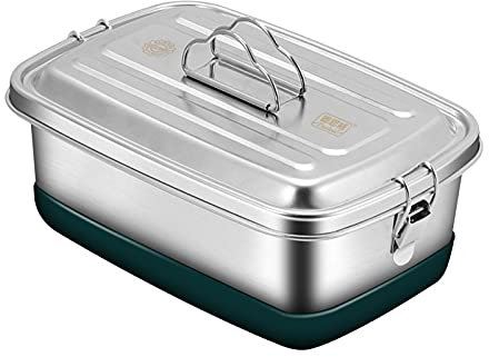 Leeadwaey Lonchera Bento Box de acero inoxidable 304, 2000 ml, 2 niveles 3, 2000 ml, 2 niveles y 3 rejillas