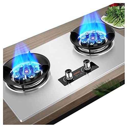 Gas Cooktop - 2 Burners, 7.2KW 9 Chambers High Flame, Tempered Glass, Accidental Flame Out Protection, Portable Gas Cooktop With Hose (Size : NG)