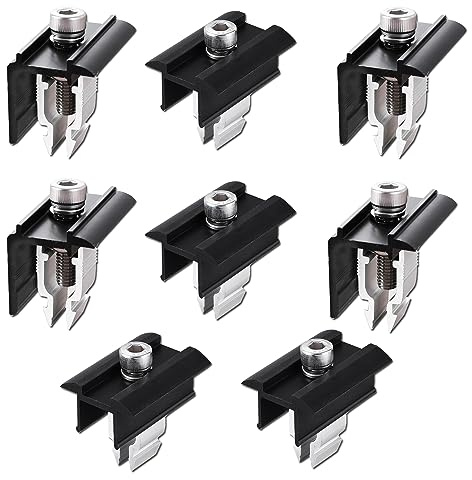 PARTSEE Befestigung Solarmodul Halterung Endklemme Mittelklemmen Verstellbare, Mittelklemme vom Typ Bremssattel 4 Stück & Endklemme 4 Stück, Verbinden 3 Solarpanel für gerahmte Modulhöhe 30mm-45mm