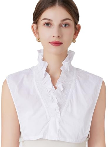 XEPST Fake Collars Detachable Collar Dickey V-Neck Collar Shirt Blouse Sweaters Women Removable Faux False Collar for Women Lady and Girls Favors White