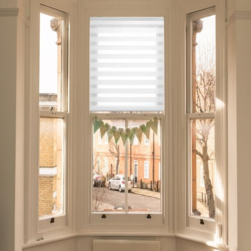 Doppelrollo Klemmfix ohne Bohren 80 x 250 cm lichtdurchlässig & verdunkelnd Duo Rollo Jalousie mit Klemmträger für Fenster & Tür, Weiß