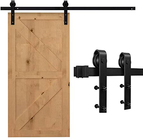 6,6 Fuß Schiebe-Scheunentür-Schrank-Hardware-Schienensystem, 90 Kg–100 Kg Türgewichtskapazität, Inklusive Allem, Was Sie für eine Einzelne Holztür Benötigen