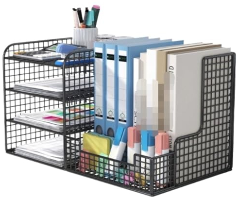 IRYZE Schreibtisch Organizer 4-stufiger Schreibtisch-Organizer, Aufbewahrungsbehälter Aus Metall, Papier-Organizer Für Zuhause, Büro, Schule Schreibtisch Akten Organizer
