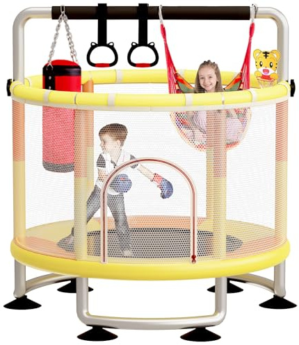 60 Toddler Trampoline for Kids,5FT Upgrade Kids Baby Small Trampoline for Toddlers 1-3 with Safety Enclosure Net,Gifts for Kid 500lbs Suit for Indoor Outdoor