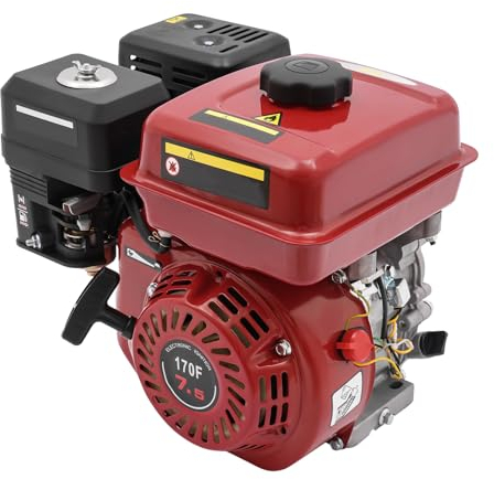 JAYEUW Motor de gasolina a gas, 4 tiempos, 7,5 HP, motor de gasolina, motor de kart, generador portátil a gas, arranque por cable (rojo)