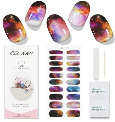 JMEOWIO Adesivi per unghie in gel – Strisce colorate semi-indurite per decorazione unghie UV/LED – Forniture e accessori