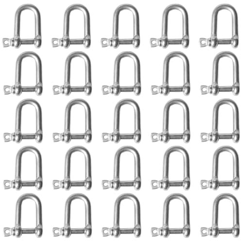 20 Stück M6 Schäkel Edelstahl, 304 Schäkel D Form, D Ring Schäkel Gerade Sperren Schäkel, Drahtseil Verbinder mit Schraubverschluss Bolzen, Bügelschäkel für Takelage Stahlseil Kordeln Ketten Schäkel