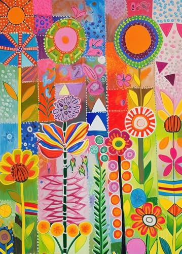 Bullglesup Jigsaw Puzzles for Adults 1000 Pieces, Colorful Flower with Poster Interlock Perfectly Letter on Back No Dust, Home Decor Birthday Party Gift Toy for Men Women Elders Seniors (27.5x19.6)