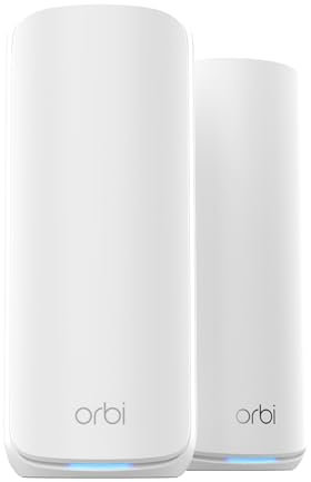 NETGEAR Orbi 870 Series Tri-band WiFi 7 Mesh System (RBE872) - Router + 1 Satellite Extender, Security Features, Up to 21 Gbps, Covers up to 5,000 sq. ft., 150 Devices, 10 Gig Internet Port, BE21000