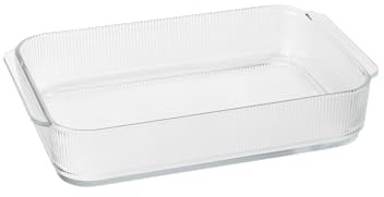 Stelton Pilastro geriffelte Ofenfeste Glasschale - Auflaufform für Lasagne, Gratin, Gebäck - Transparent - Spülmaschinenfest - L 33.1 cm