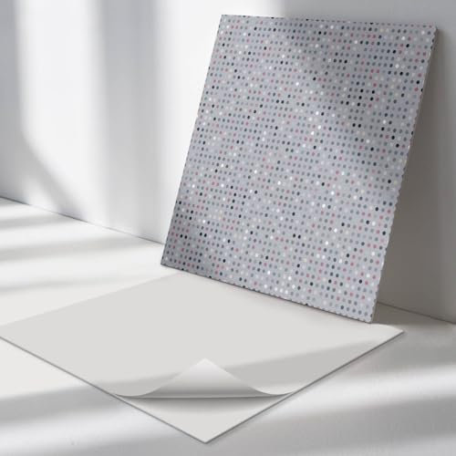 Vinyl Fliesen Quadratisch 30x30 cm Bodenbelag Wand und Boden PVC Fliesenaufkleber Küchenrückwand Selbstklebend 9 Stück Wasserfest für Küche und Badezimmer - Muster mit bunten Punkten