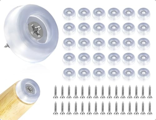 AOYEGIC 30 Stück Silikon Schraubbar,Transparent Runden Silikon Schraubbar mit rutschfeste,Base Puffer für Sofas,Schreibtische,Racks,Küchengeräte,Maschinen(16mm)