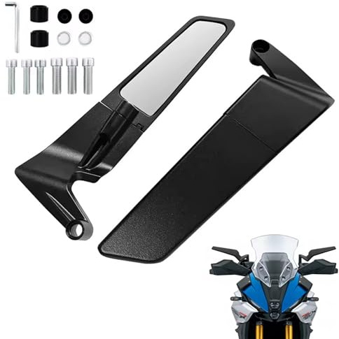 Retrovisores para Motocicleta,Retrovisores Moto,Espejos Laterales para Motocicleta,Espejos moto universal,Retrovisor moto aleación de aluminio,Girar 180 ° para la modificación de locomotoras a motor