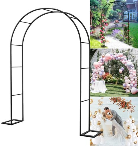 Arco de jardín para plantas trepadoras, 120350 cm de ancho, eje de metal para rosas, ceremonia de boda, fuerte y resistente, acabado negro y verde, ancho lateral de 40 cm, ideal para clemátides y
