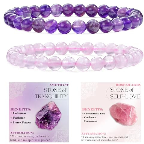 Bivei 3-Piece bracciale pietre naturali Bracciale elastico con perline donna, bracciale con pietre naturali fatto a mano per yoga, meditazione, protezione e regalo