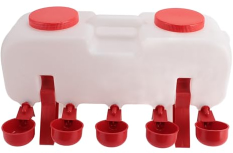 Saluaqui Stora Kapacitet Kycklingvattendispenser 10L Semi Automatisk med 10 Vattenkoppar för fjäderfä, Papegoja, Vaktel, Anka - Sluten Design för Effektiv Hydrering (L)