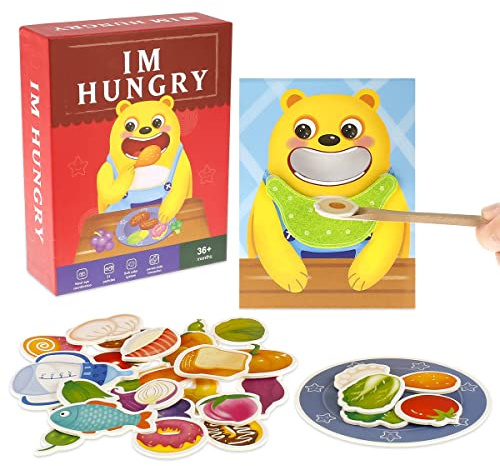 Simulation Feeding Game Toy, Cute Bear Wood Spoon Training Toy Preschool Kids Fine Motor Feeding Game, Educational Toys for Early Childhood Development and Imaginative Play