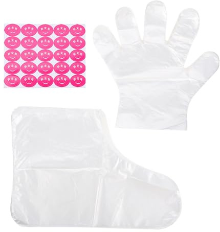 VALICLUD Professionelle Pe Fußmasken und Feuchtigkeitshandschuhe mit Fixierpflastern für Handpflege und Auslaufschutz im Hotel und Salonbereich Zufälliger Stil