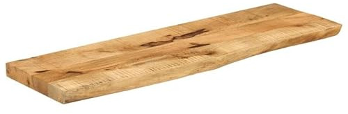 Eleganz Tablero de mesa maciza de madera de mango rugosa 100 x 20 x 3,8 cm con acabado natural – Borde de árbol rústico para cocina, salón o jardín
