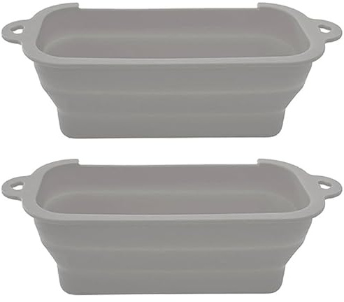 Homeponnew Scatola di scarico pieghevole in silicone per barbecue, vassoio di raccolta del grasso, resistente al calore e antiaderente, facile da pulire, confezione da 2 (per arancione e grigio)