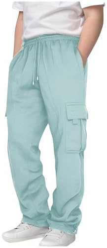 Boys Cargo Trousers Kids Joggers Joggers for Boys Childrens School Jog Pants Comfortable & Breathable Unisex Sweatpants Drawstring Sweat Pants Sports Trouser Tracksuit (Light Blue, 11 Years)