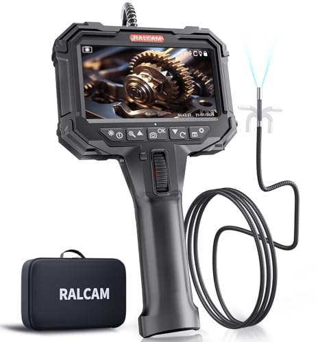 RALCAM Two-Way Articulating Borescope, 5 Industrial Endoscope Camera with Light, 0.24in/6.2mm Slim Probe, 5FT Semi-Rigid Video Inspection for Automotive Engine, HVAC, Mechanical, Wall