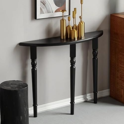 Consolle a mezzaluna in legno massello, stile vintage, semicircolare, espositore per divano per ingresso, corridoio o soggiorno