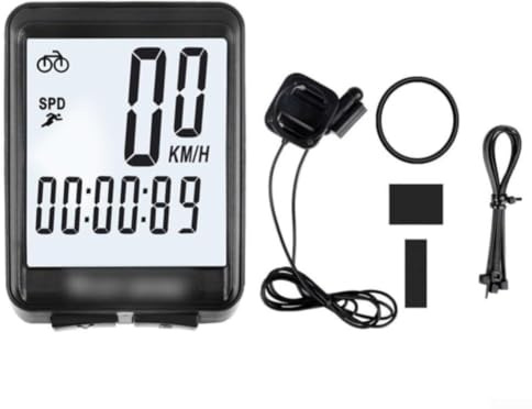 Gdfnmogo Velocímetro y odómetro inalámbrico para bicicleta, computadora de ciclo de retroiluminación luminosa para bicicletas de montaña y carretera, medidor de velocidad KMH impermeable (cable blanco