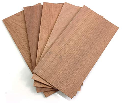 wodewa Holz Furnier Set 2mm Starkfurnier Mahagoni 30x14cm 5er Set Sägefurnier Bastelholz Platten Echtholz Holzfurnier zum Basteln Holzplatte Bastelset Modellbau DIY