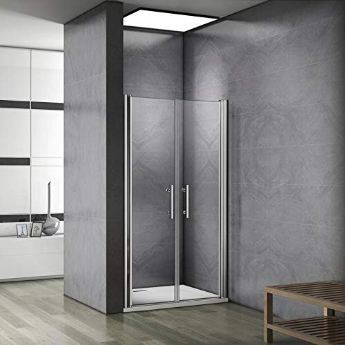 Box doccia per nicchia doppie porte saloon 90x195cm, piatto doccia 90x80cm