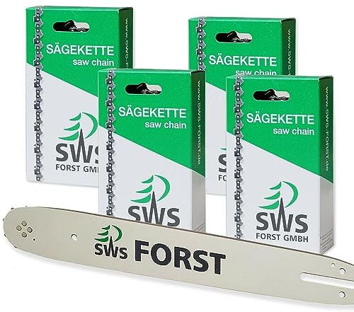 40cm SWS Forst GmbH Schwert mit 4 Vollmeißel Sägeketten 325 1,5mm 66TG kompatibel mit Husqvarna 353