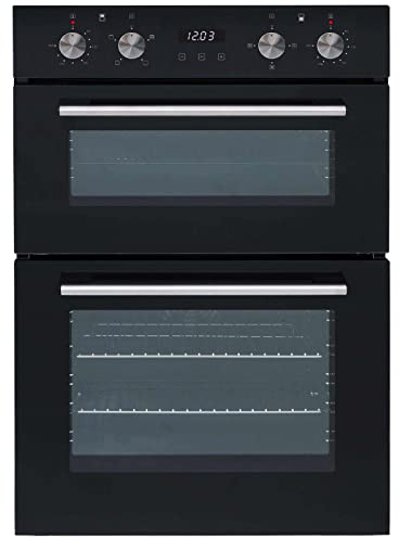 SIA DO102 60cm Double Electric Built-In Fan Oven with Grill, Black, Digital Touch Control Display, Multifunctional, Easy Clean Interior, 2 Years Parts & Labour Guarantee