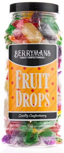 Original Fruit Drops Retro Boiled Sweets Gift Jar By Berrymans Sweet Shop - Classic Sweets, Traditional Taste.