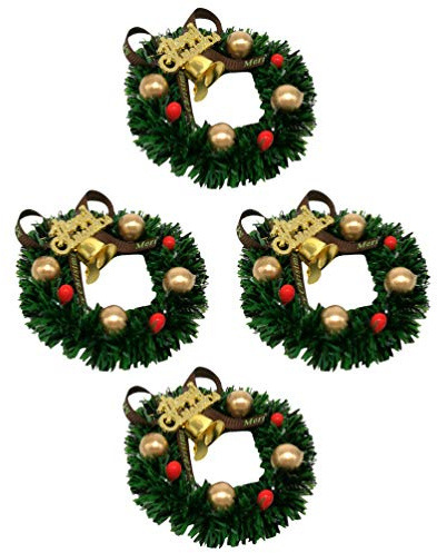 BESPORTBLE 4Pcs Weihnachtskranz Kerzenring Mini Weihnachtskiefernkranz Ornament für Weihnachtsbaum Weihnachten Kerzenhalter Tisch DIY Girlanden Dekoration