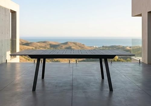 Gardissimo Luxus XXL Voll-Aluminium Ausziehtisch Estabulo anthrazit | Synchronauszug, 216/297 x 100 cm