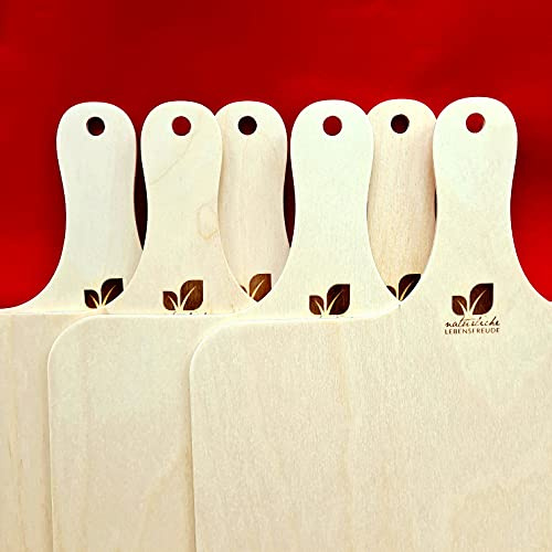 Natürliche Lebensfreude – 6 Stück Pizzaschieber aus Birken Holz - Ø 30 cm – 100% Made in Germany – Brotschieber – Brotschaufel – Pizzaschaufel – auch für Flammkuchen