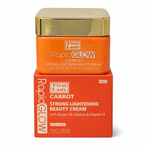 First Lady Rapid Glow Carrot Skin Brightening Cream 250ml – Kojic Acid, Vitamin C & Retinol Moisturiser – Dark Spot Corrector, Even Skin Tone & Hydrating Face & Body Cream
