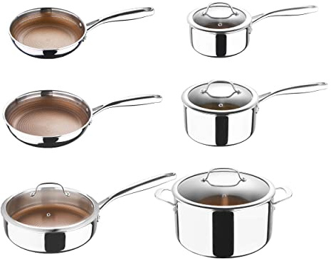 MasterPRO GIRO - Set di pentole - Include pentole e padelle - Acciaio inox - Rivestimento antiaderente - Adatto per il forno e per tutti i piani cottura