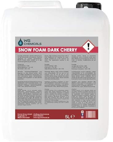 WG CHEMICALS Snow Foam | pH-neutral | Autoshampoo | Fahrzeugreiniger mit fruchtigem Dark Cherry Duft | universeller Aktivschaum | voluminöses Schaumbild (5 Liter)