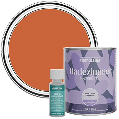 Rust-Oleum Orange Water-Resistant Bathroom Tile Paint in Satin Finish - Tiger Tea 750ml