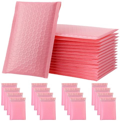 Operitacx 60 Stück Kleine Versandtaschen aus Rosa Pe mit Luftpolster Wasserfest und Verschleißfest zum Tragen und Versenden von Karten