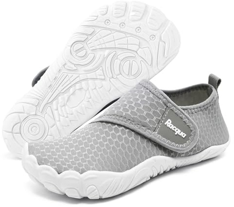 Racqua Wasserschuhe Kinder Jungen MäDchen Kinder Schwimmen Aqua Surf Schuhe Bootfahren Tauchen Leichte Slipfree Pool Schnell Trocken Meer Schuhe FüR Kinder Grau 34