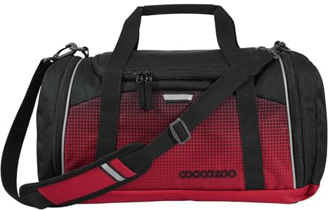coocazoo Sporttasche „Blazing Fire”, schwarz-rot, Hauptfach, Nasswäschefach, Seitentasche, Reflektoren, 20 Liter, ab der 3. Klasse
