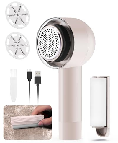 Rumicet Rasoir Anti Bouloche Électrique, Rasoir Bouloche Rouleau 2 En 1, Machine Anti Peluche Rechargeable USB, 2 Vitesses Ajustables, Pour Divers Tissus, Pulls, Cadeaux Pour Femmes (2 Lames Incluses)